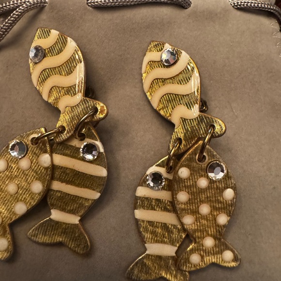 Gold Tone Fish-Shaped Earrings - Picture 2 of 5